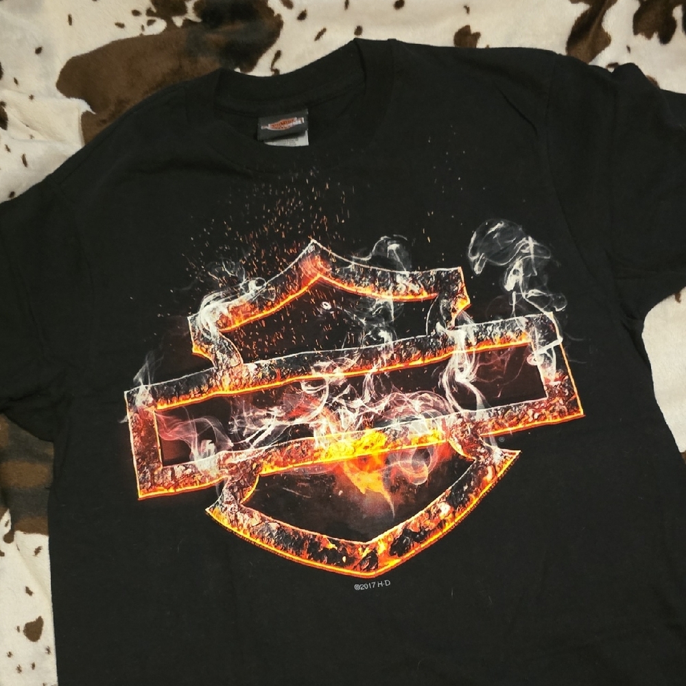 Harley-Davidson Black Tee with Fiery Emblem
